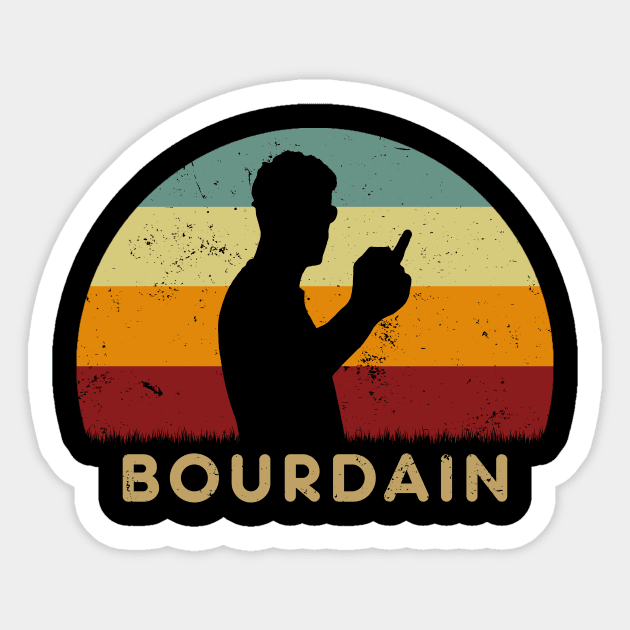 Retro Sunset - Anthony Bourdain Sticker by GoodIdeaTees